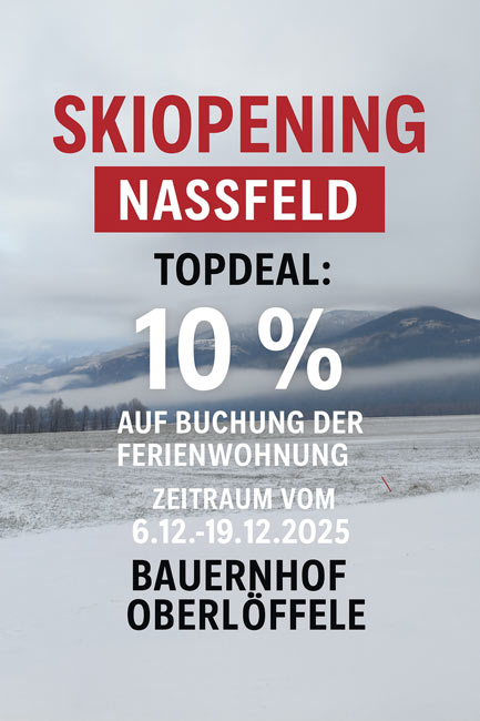 Skiopening Nassfeld: Topdeal! 10% auf Buchung der Ferienwohnung zwischen 6.12. und 19.12.2025
